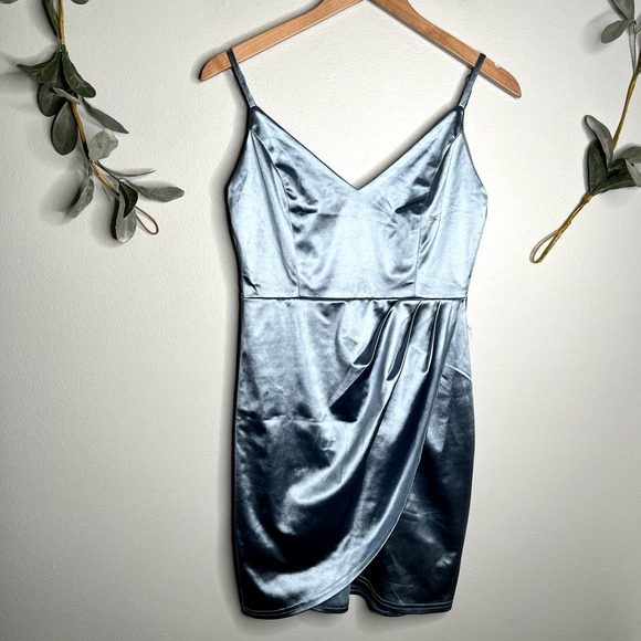 just quella Dresses Nwt Blue Satin Mini Dress Last Call Poshmark